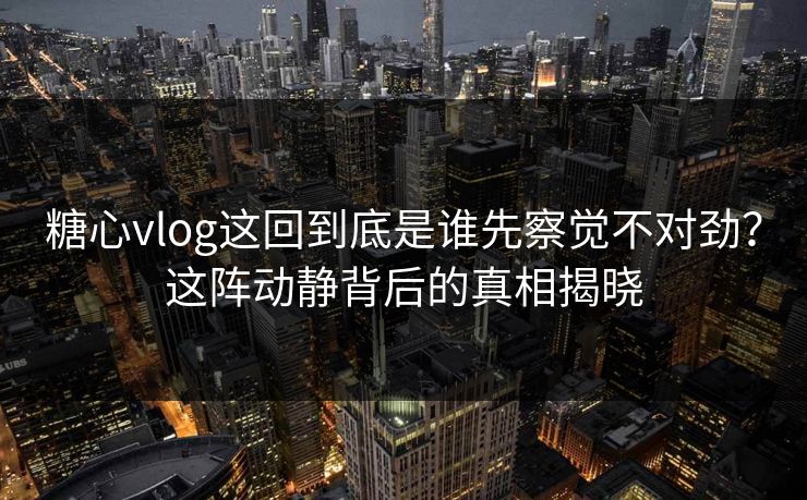 糖心vlog这回到底是谁先察觉不对劲？这阵动静背后的真相揭晓