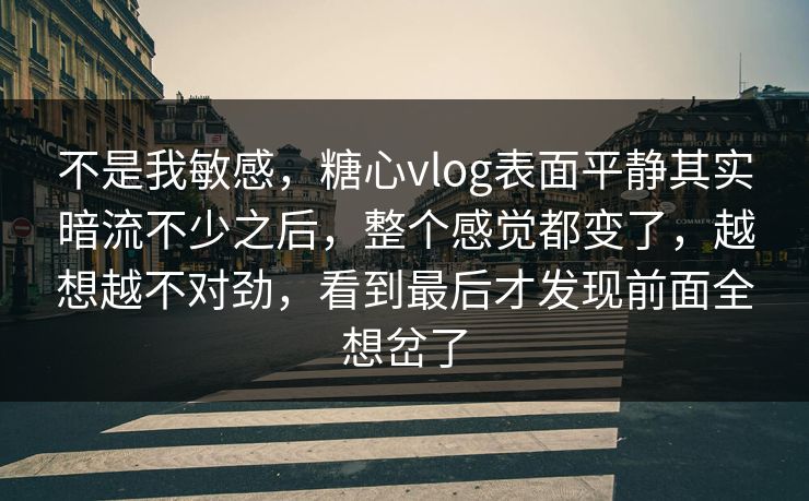 不是我敏感，糖心vlog表面平静其实暗流不少之后，整个感觉都变了，越想越不对劲，看到最后才发现前面全想岔了
