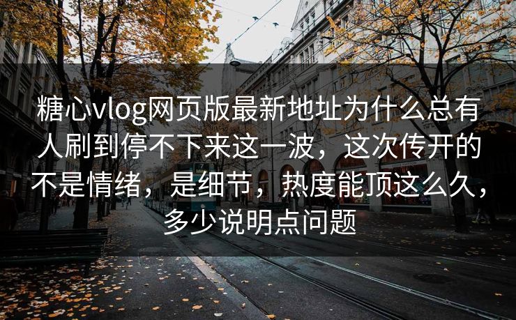 糖心vlog网页版最新地址为什么总有人刷到停不下来这一波，这次传开的不是情绪，是细节，热度能顶这么久，多少说明点问题
