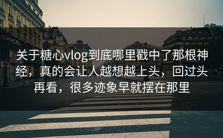 关于糖心vlog到底哪里戳中了那根神经，真的会让人越想越上头，回过头再看，很多迹象早就摆在那里