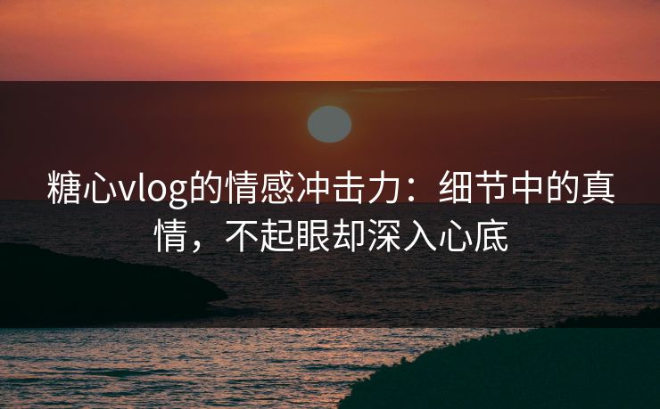 糖心vlog的情感冲击力：细节中的真情，不起眼却深入心底