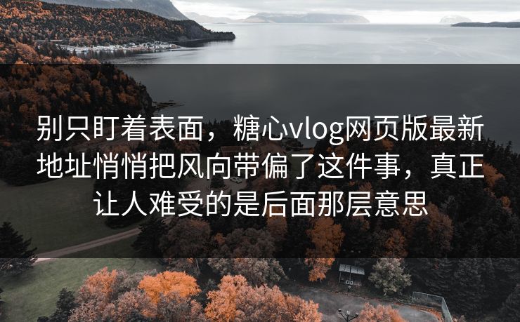 别只盯着表面,糖心vlog网页版最新地址悄悄把风向带偏了这件事,真正让人难受的是后面那层意思 别只盯着表面,糖心vlog网页版最新地址悄悄把风向带偏了这件事,真正让人难受的是后面那层意思